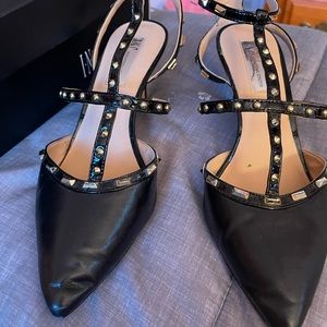 International Concepts Carma Pointed Toe Studded Kitten Heel Pumps